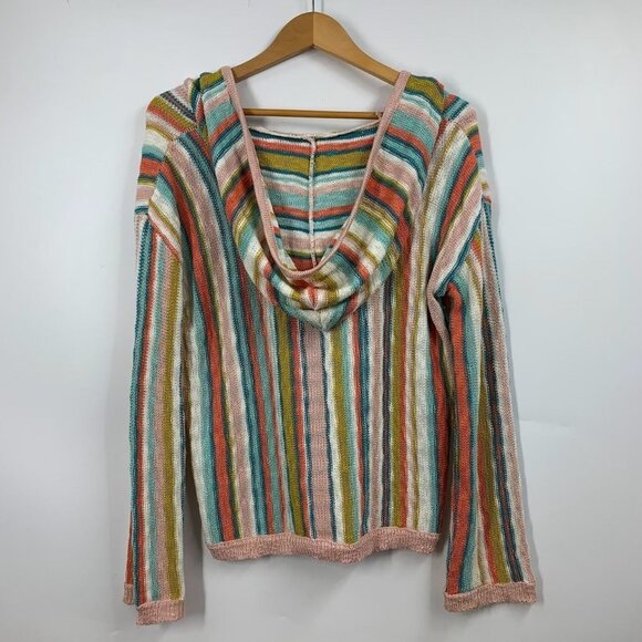 Hem & Thread Women's Rainbow Pastel Knit Long Sleeve Pullover Hoodie Size S - Picture 2 of 12